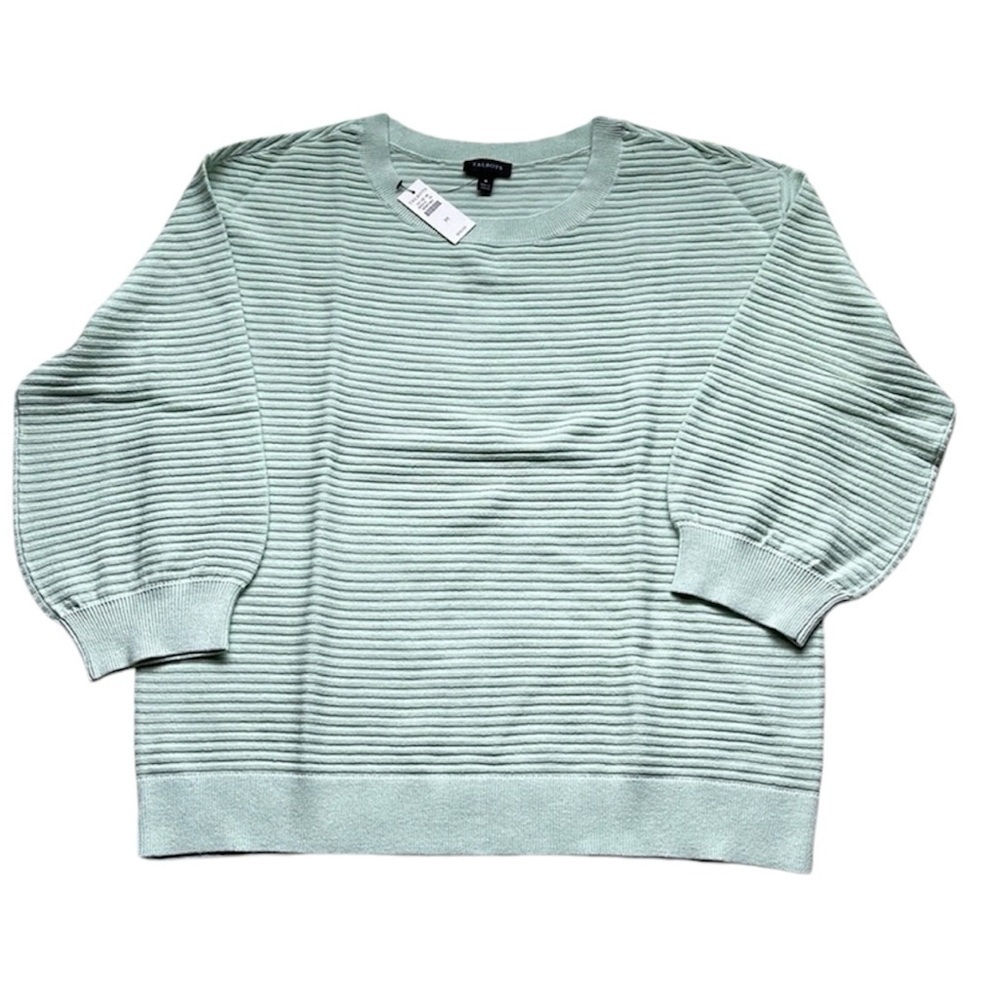 Talbots Mint Green Ribbed Crewneck Sweater